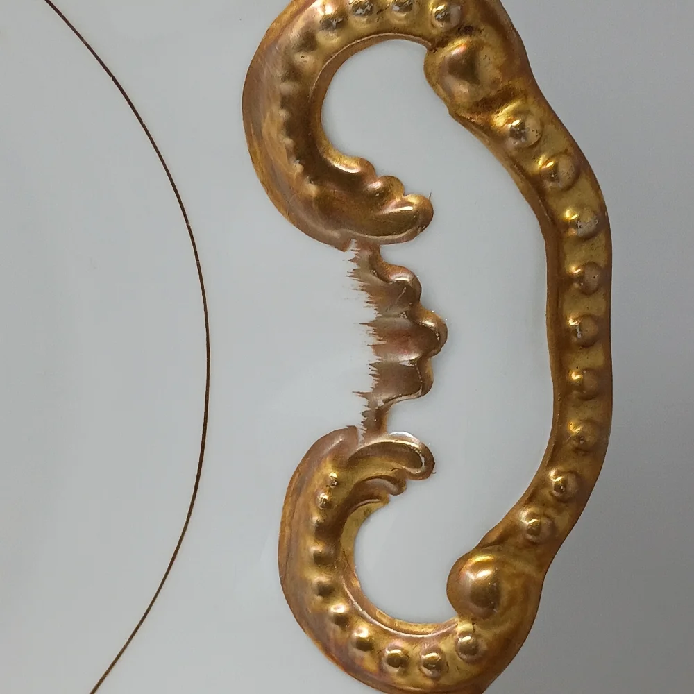 Elegant Limoges Gold and White Oval Serving Platter